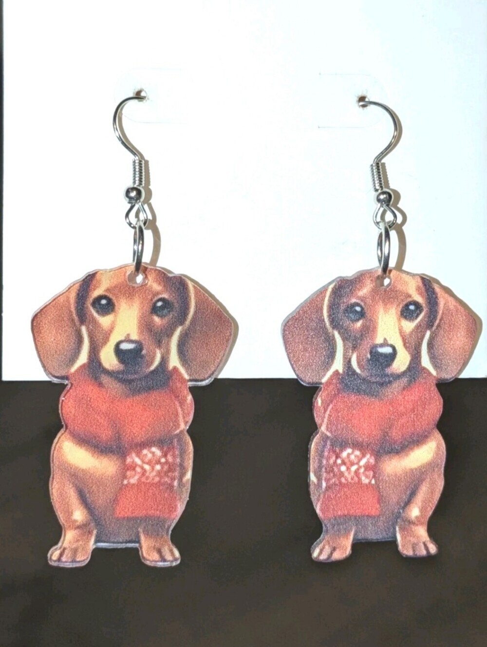 Hand Crafted Dachshund Earrings in Brown and Red For Women And Girls